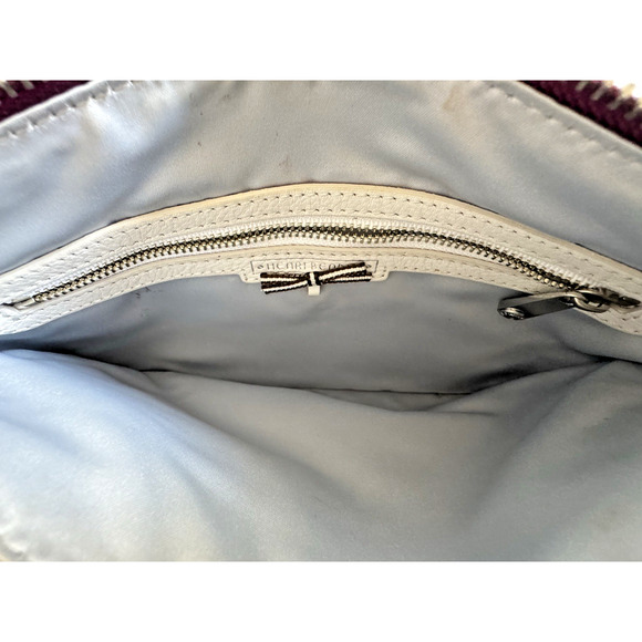 Henri Bendel Crossbody Bag Purple Leather Top Zip Dividers Chain-Link Strap - Picture 13 of 14